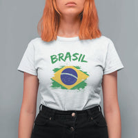 Vintage Brasil Flag T Shirt For Women Brazilian Heritage Pride