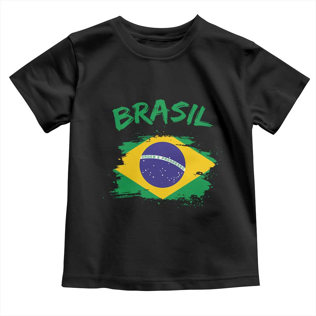 Vintage Brasil Flag Toddler T Shirt Brazilian Heritage Pride