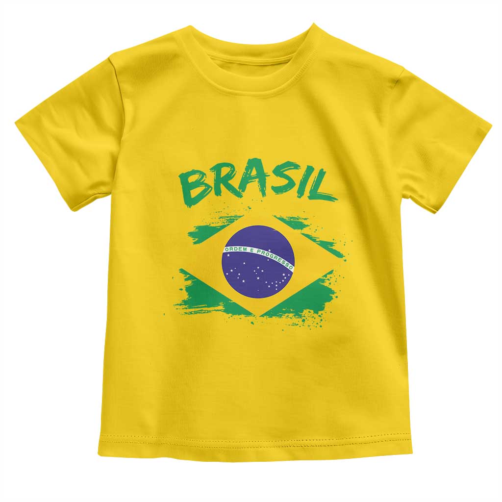 Vintage Brasil Flag Toddler T Shirt Brazilian Heritage Pride