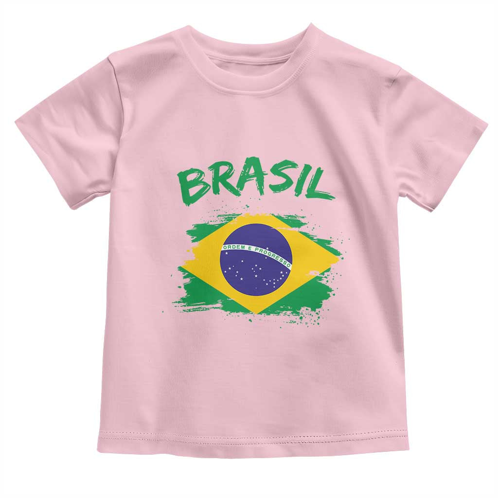 Vintage Brasil Flag Toddler T Shirt Brazilian Heritage Pride