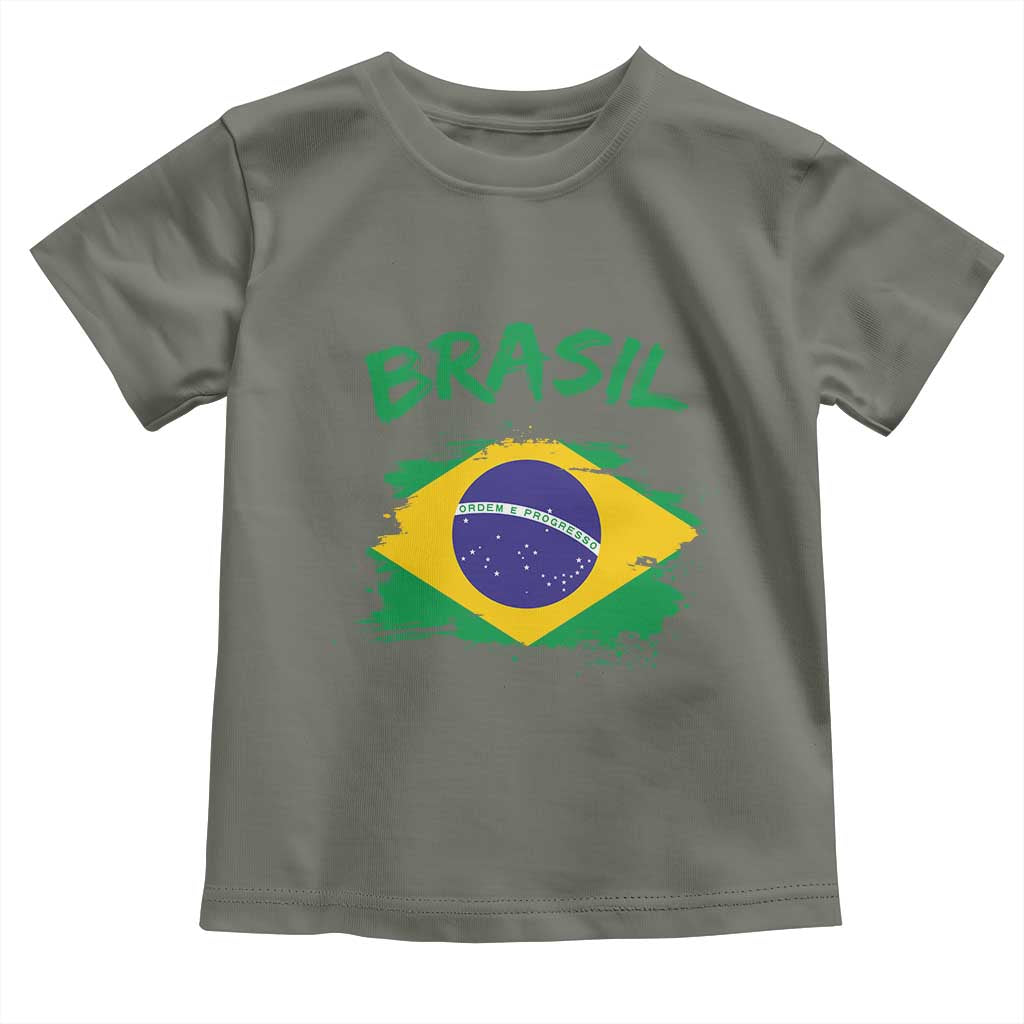 Vintage Brasil Flag Toddler T Shirt Brazilian Heritage Pride