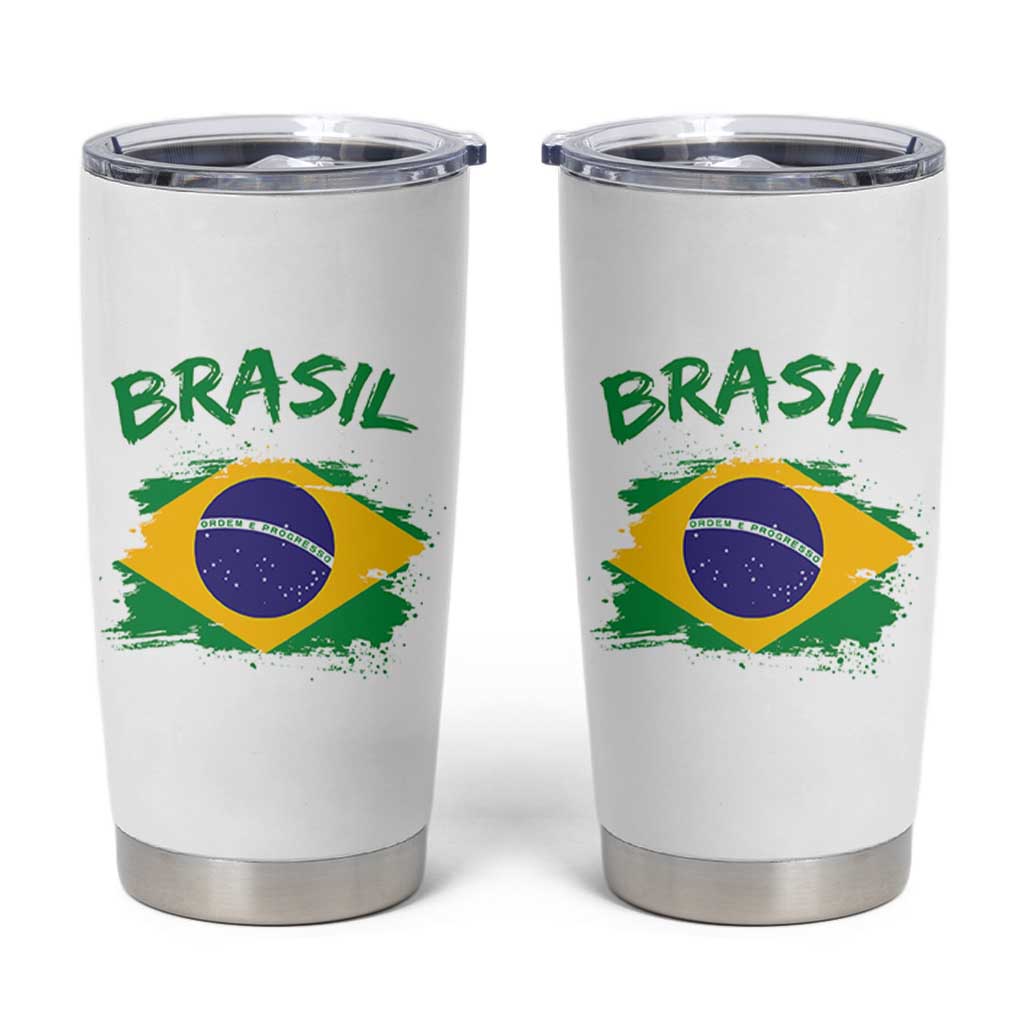 Vintage Brasil Flag Tumbler Cup Brazilian Heritage Pride