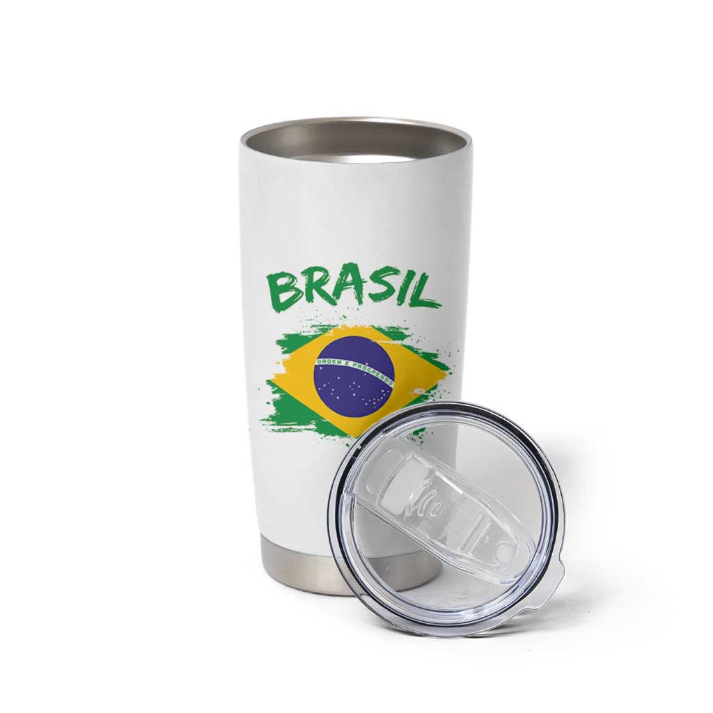 Vintage Brasil Flag Tumbler Cup Brazilian Heritage Pride