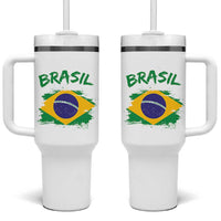 Vintage Brasil Flag Tumbler With Handle Brazilian Heritage Pride