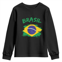 Vintage Brasil Flag Youth Sweatshirt Brazilian Heritage Pride