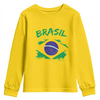 Vintage Brasil Flag Youth Sweatshirt Brazilian Heritage Pride