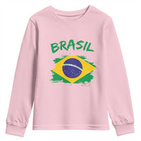 Vintage Brasil Flag Youth Sweatshirt Brazilian Heritage Pride