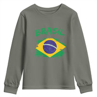 Vintage Brasil Flag Youth Sweatshirt Brazilian Heritage Pride