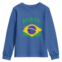 Vintage Brasil Flag Youth Sweatshirt Brazilian Heritage Pride
