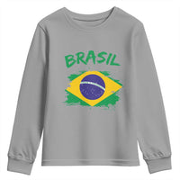 Vintage Brasil Flag Youth Sweatshirt Brazilian Heritage Pride
