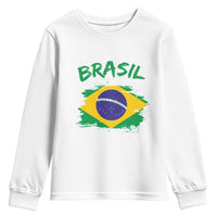 Vintage Brasil Flag Youth Sweatshirt Brazilian Heritage Pride