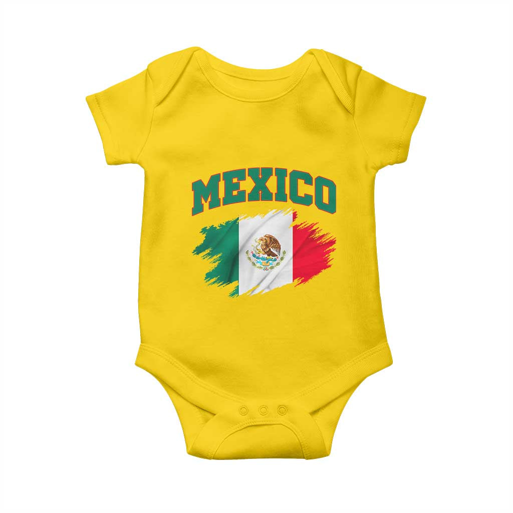 Retro Vintage Mexico Flag Baby Onesie Mexican Pride Gift