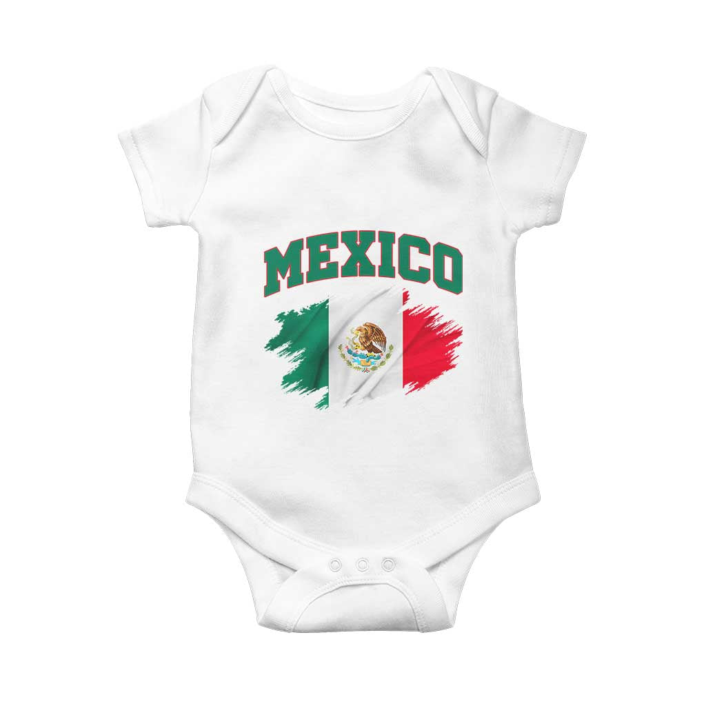 Retro Vintage Mexico Flag Baby Onesie Mexican Pride Gift