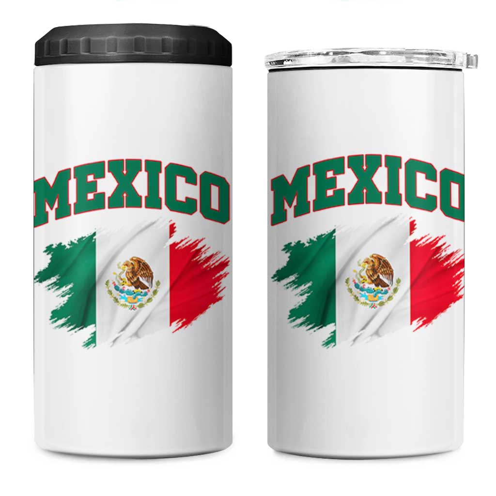 Retro Vintage Mexico Flag 4 in 1 Can Cooler Tumbler Mexican Pride Gift