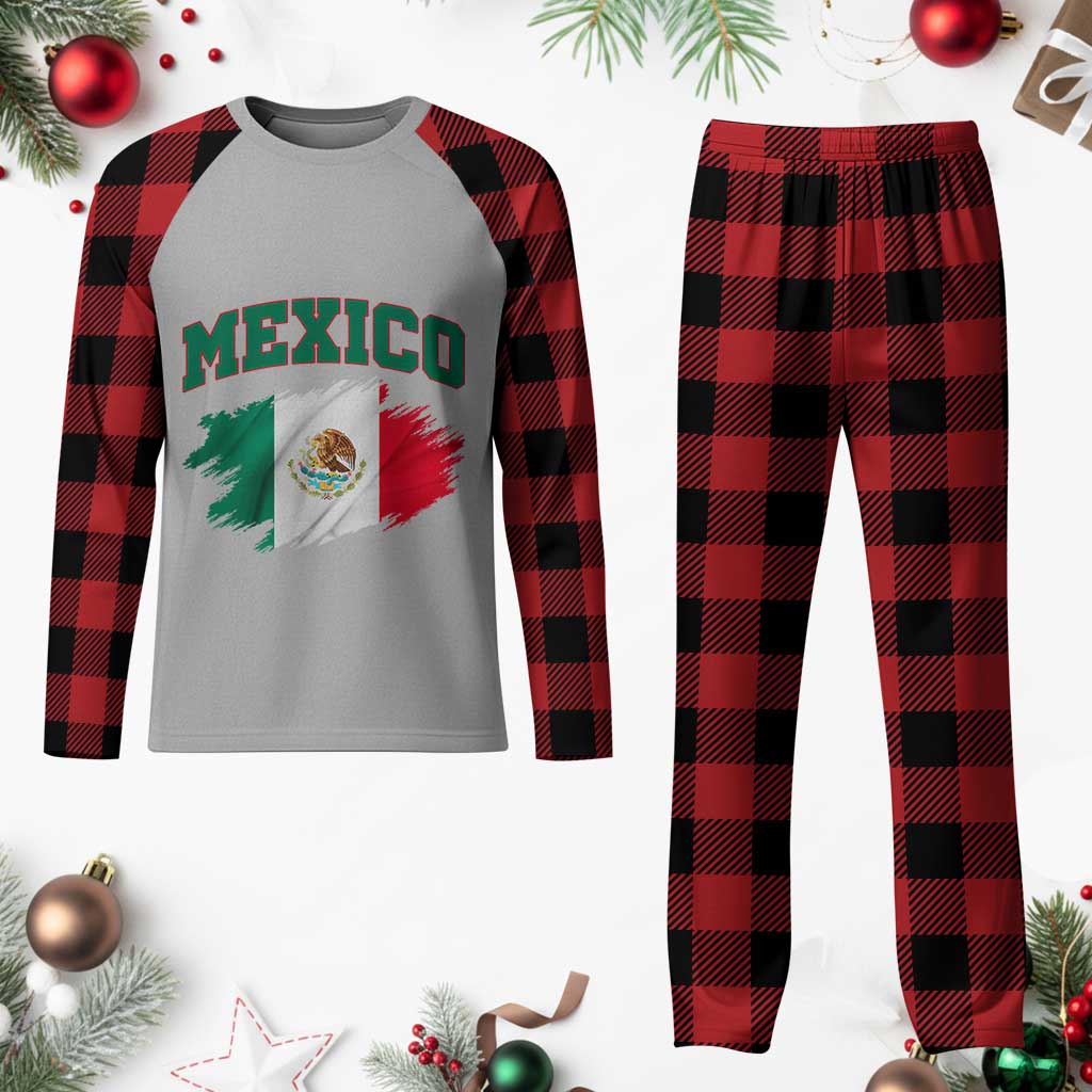 Retro Vintage Mexico Flag Plaid Pajama Set Mexican Pride Gift