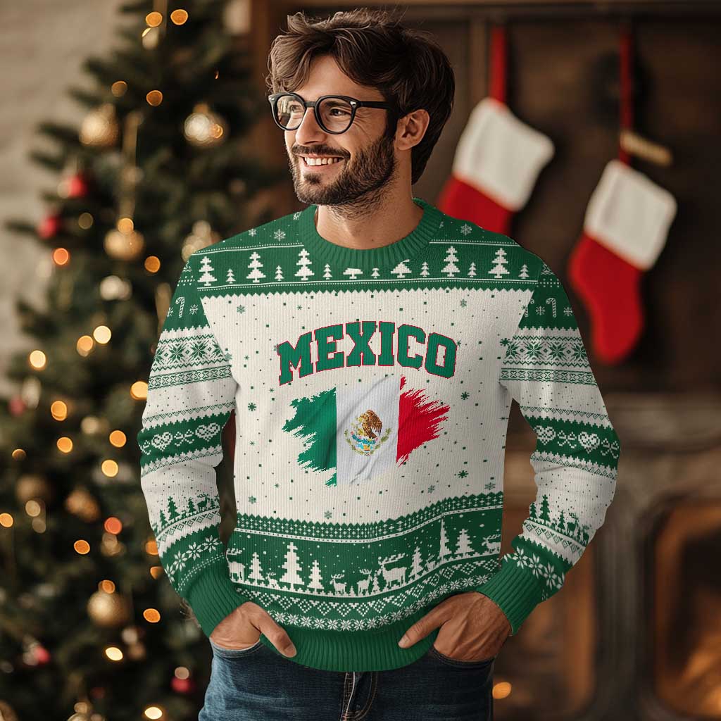 Retro Vintage Mexico Flag Ugly Christmas Sweater Mexican Pride Gift