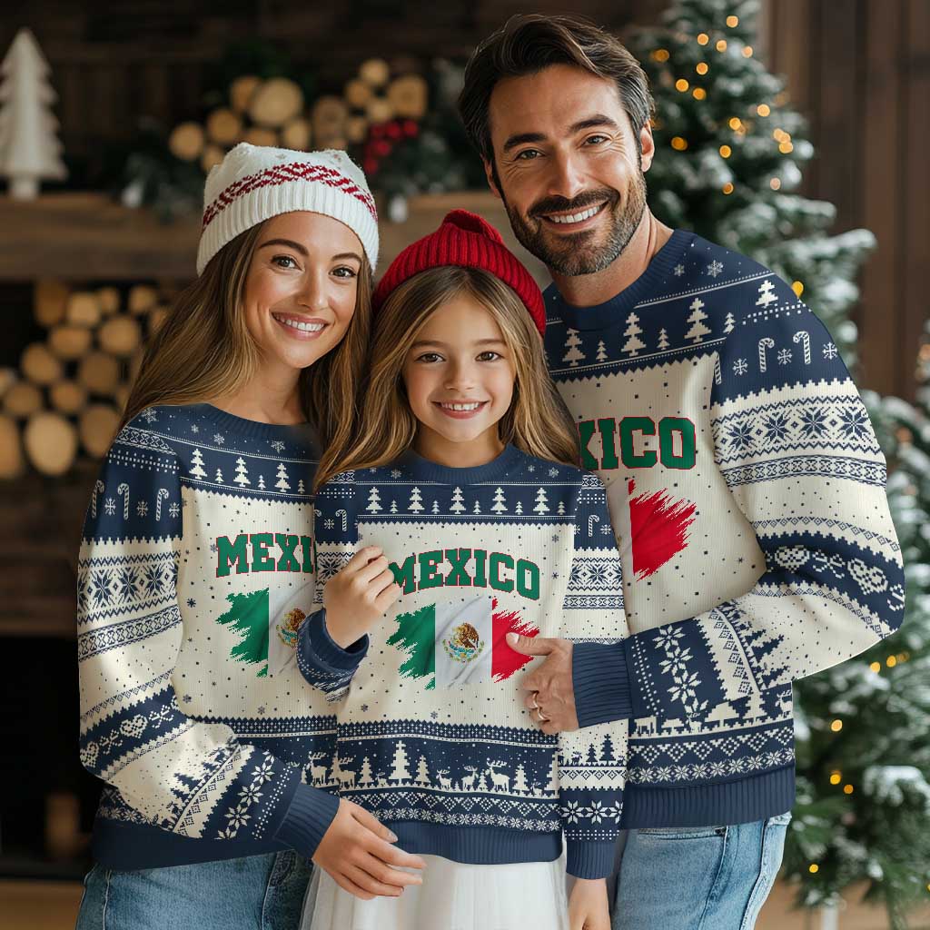 Retro Vintage Mexico Flag Ugly Christmas Sweater Mexican Pride Gift