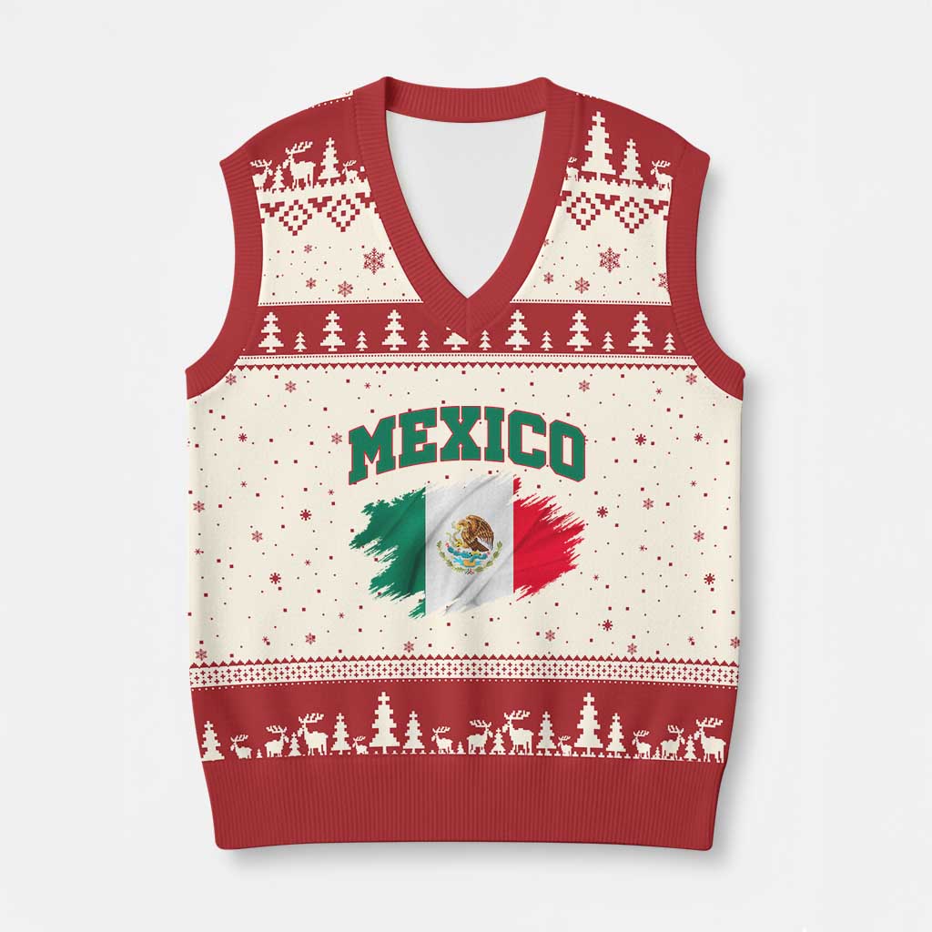 Retro Vintage Mexico Flag V-Neck Knit Sweater Vest Mexican Pride Gift