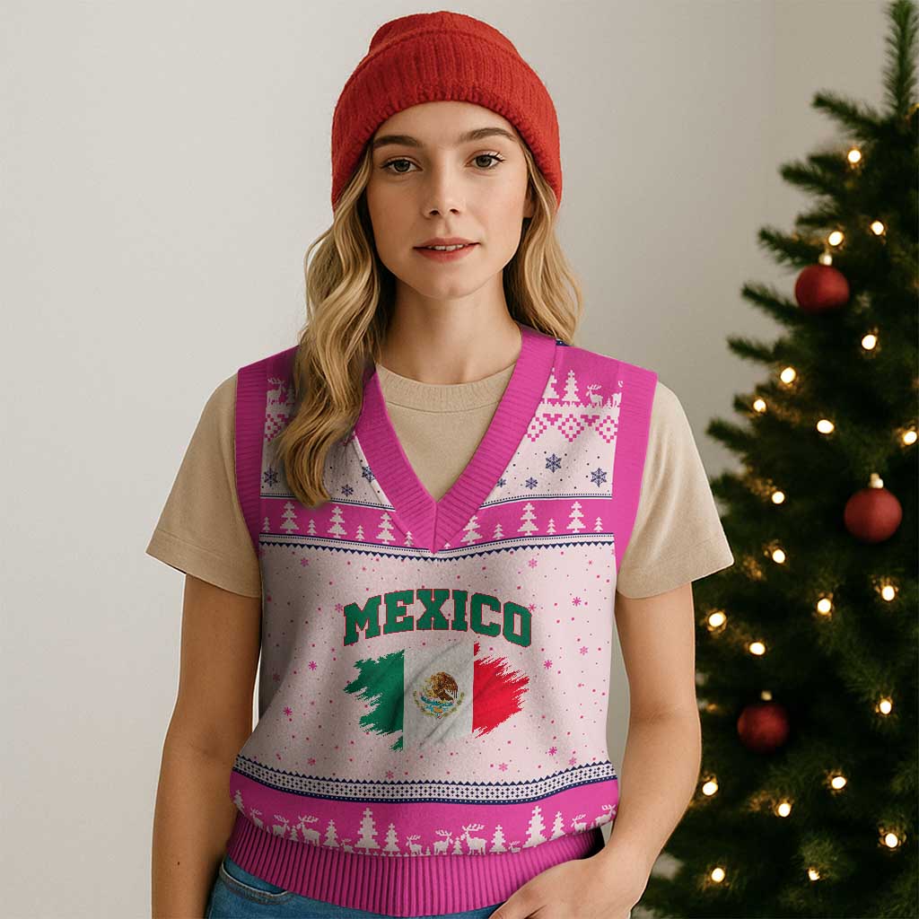 Retro Vintage Mexico Flag V-Neck Knit Sweater Vest Mexican Pride Gift