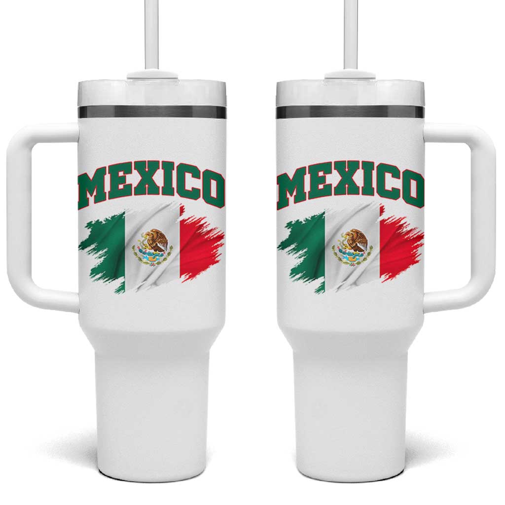 Retro Vintage Mexico Flag Tumbler With Handle Mexican Pride Gift