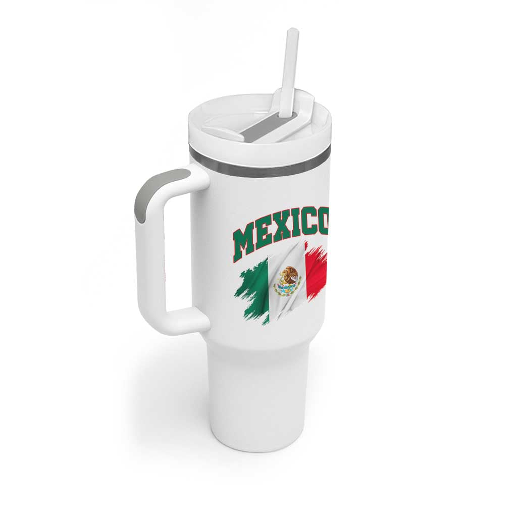 Retro Vintage Mexico Flag Tumbler With Handle Mexican Pride Gift