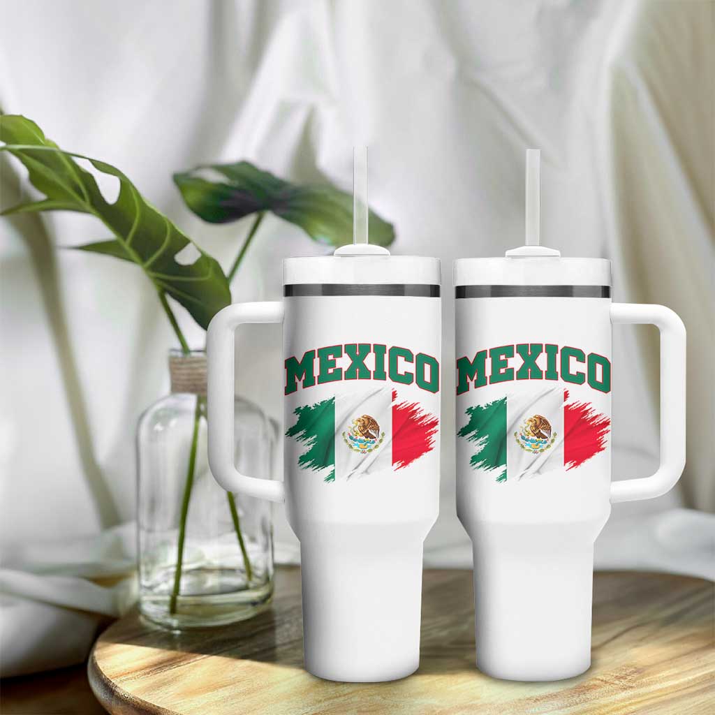 Retro Vintage Mexico Flag Tumbler With Handle Mexican Pride Gift
