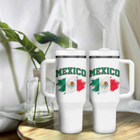 Retro Vintage Mexico Flag Tumbler With Handle Mexican Pride Gift