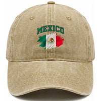 Retro Vintage Mexico Flag Washed Cotton Baseball Cap Mexican Pride Gift
