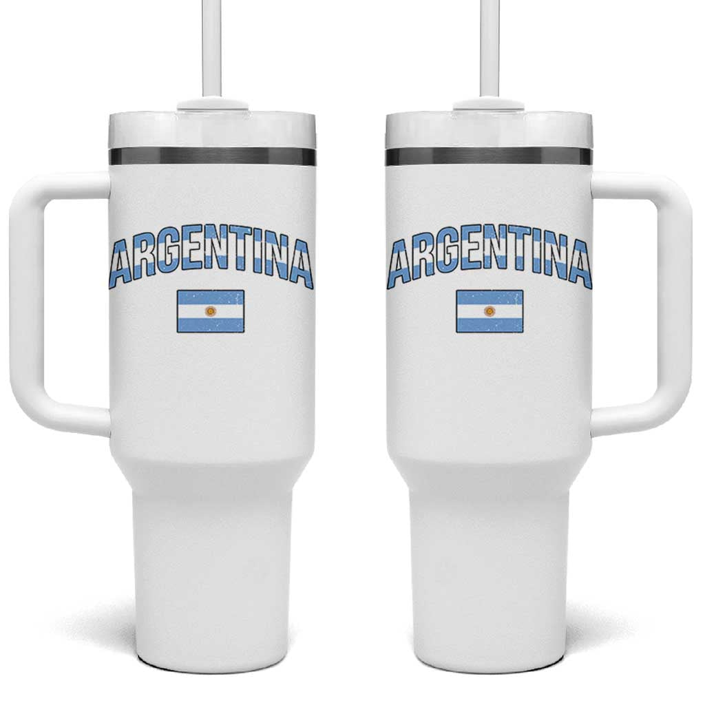 Throwback Argentina Pride Tumbler With Handle Vintage Flag Heritage Gift