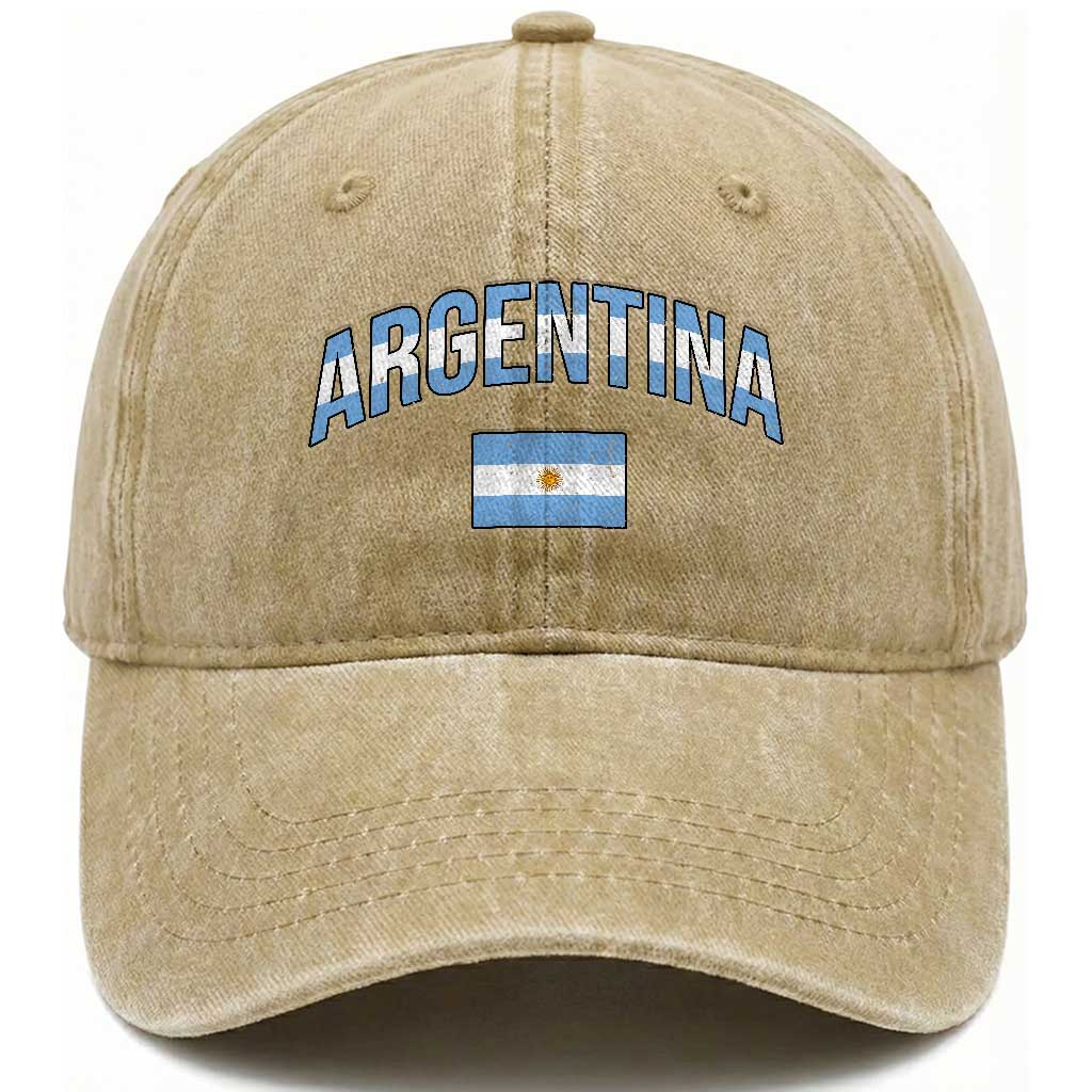 Throwback Argentina Pride Washed Cotton Baseball Cap Vintage Flag Heritage Gift