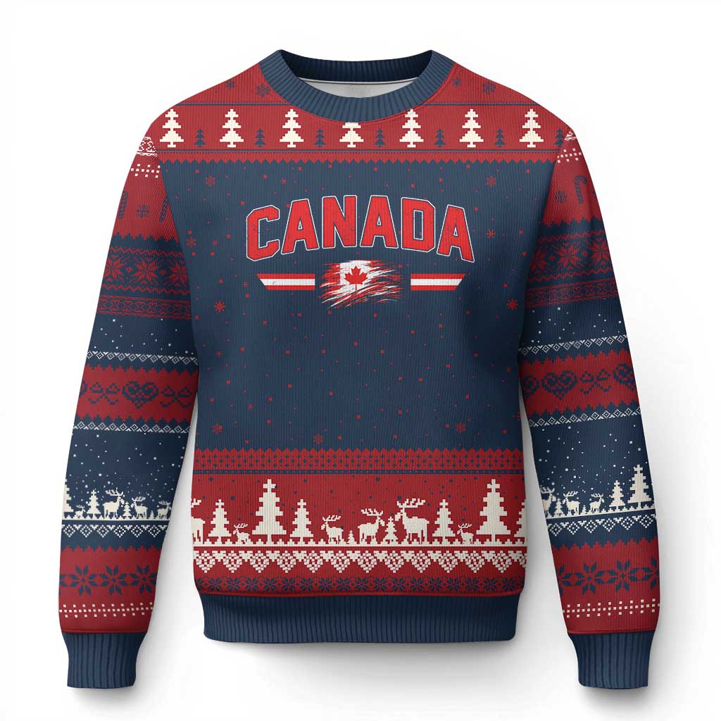 Vintage Canada Flag Ugly Christmas Sweater Maple Leaf Heritage Gift