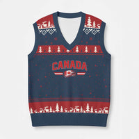 Vintage Canada Flag V-Neck Knit Sweater Vest Maple Leaf Heritage Gift