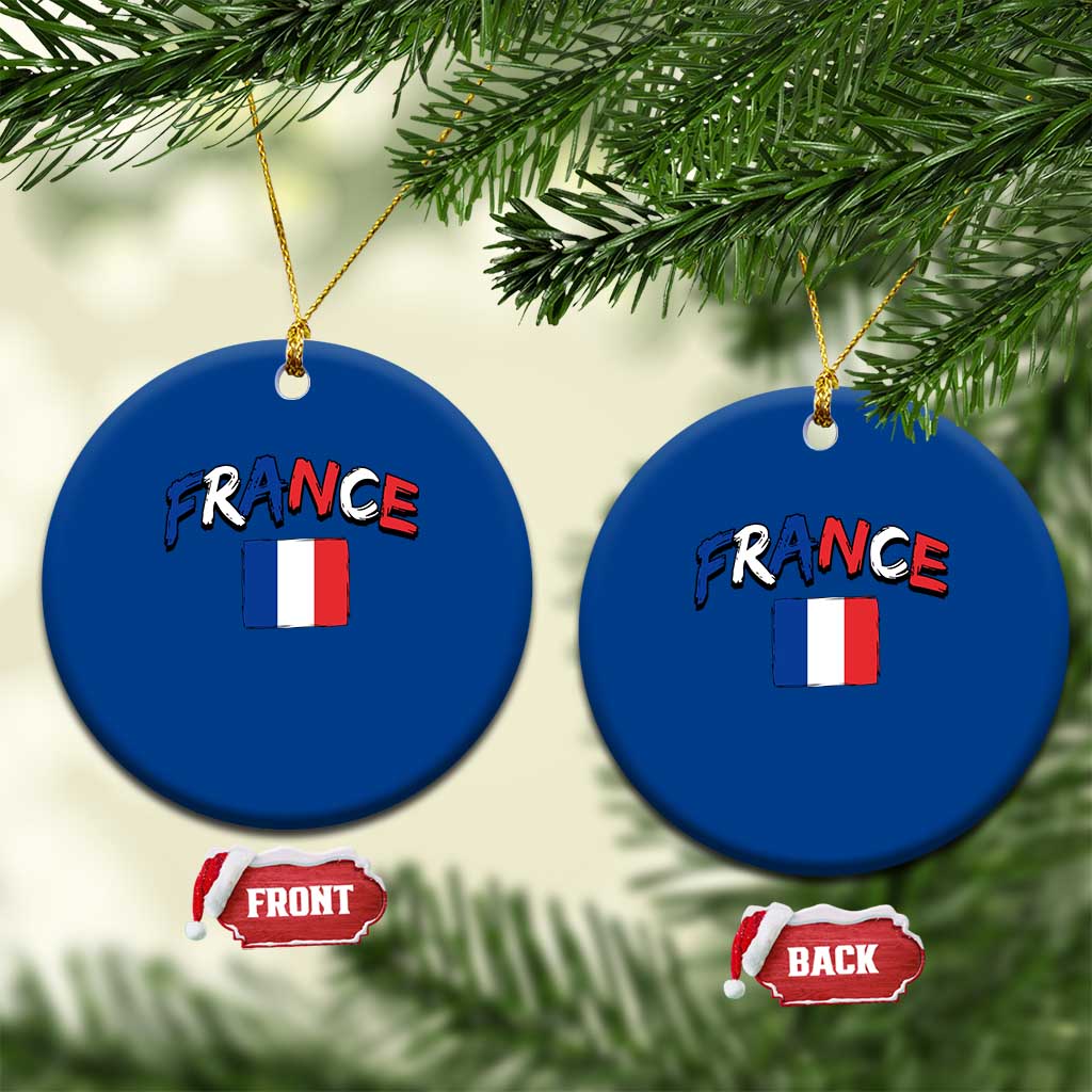 Vintage France Flag French Heritage Graphic Ceramic Ornament