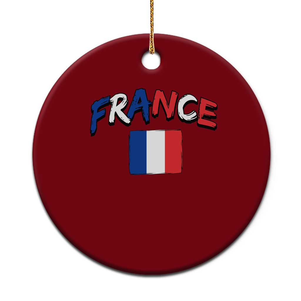 Vintage France Flag French Heritage Graphic Ceramic Ornament