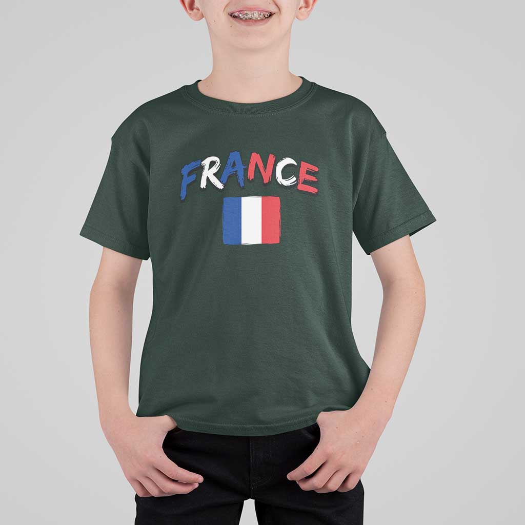 Vintage France Flag French Heritage Graphic T Shirt For Kid