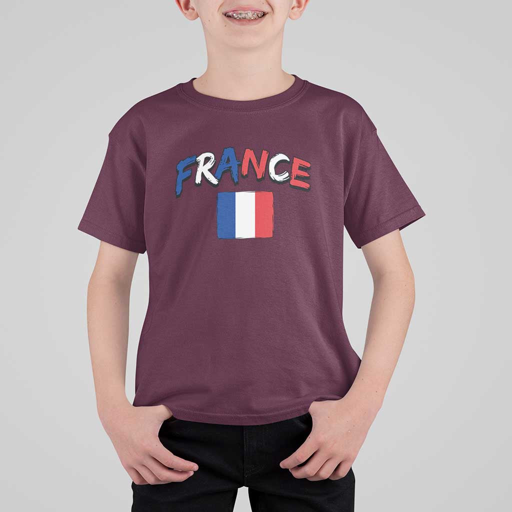 Vintage France Flag French Heritage Graphic T Shirt For Kid