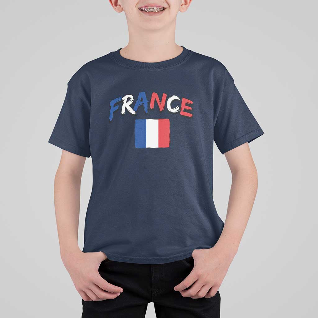 Vintage France Flag French Heritage Graphic T Shirt For Kid