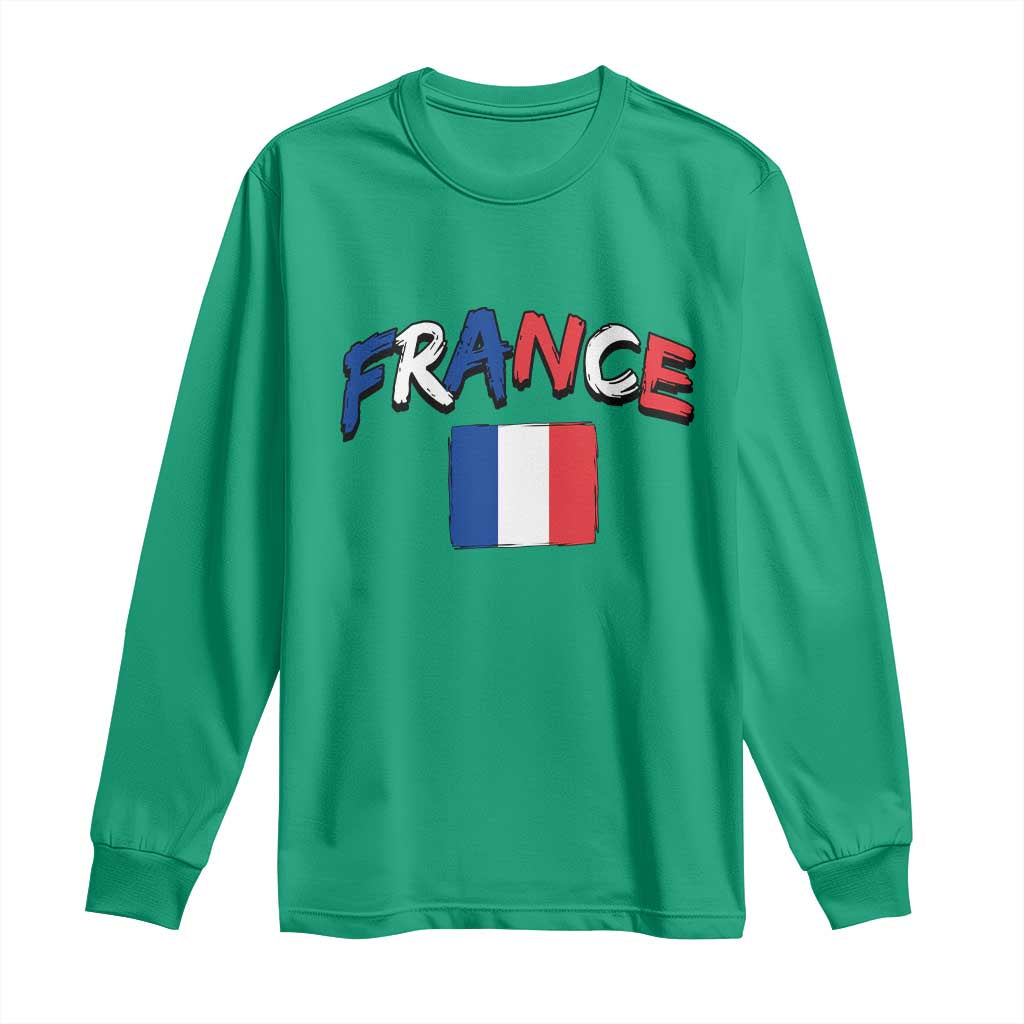 Vintage France Flag French Heritage Graphic Long Sleeve Shirt