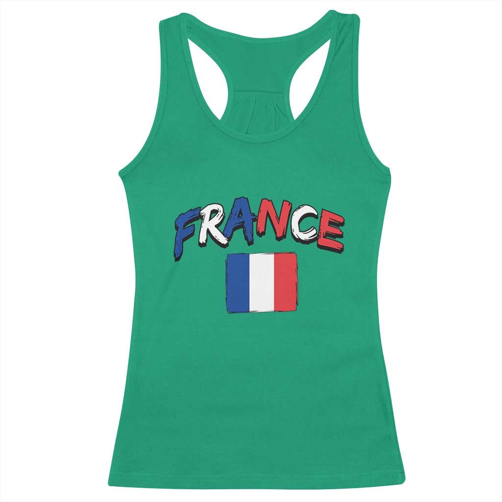 Vintage France Flag French Heritage Graphic Racerback Tank Top