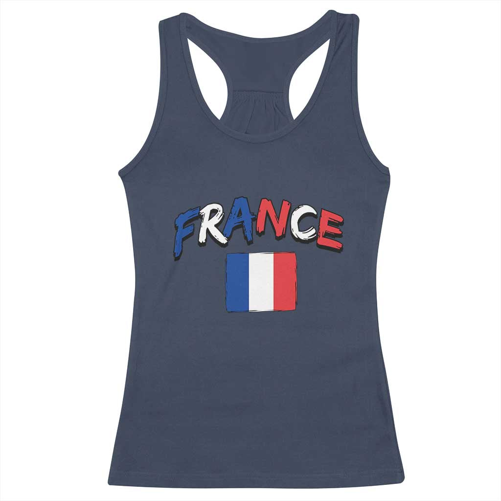 Vintage France Flag French Heritage Graphic Racerback Tank Top