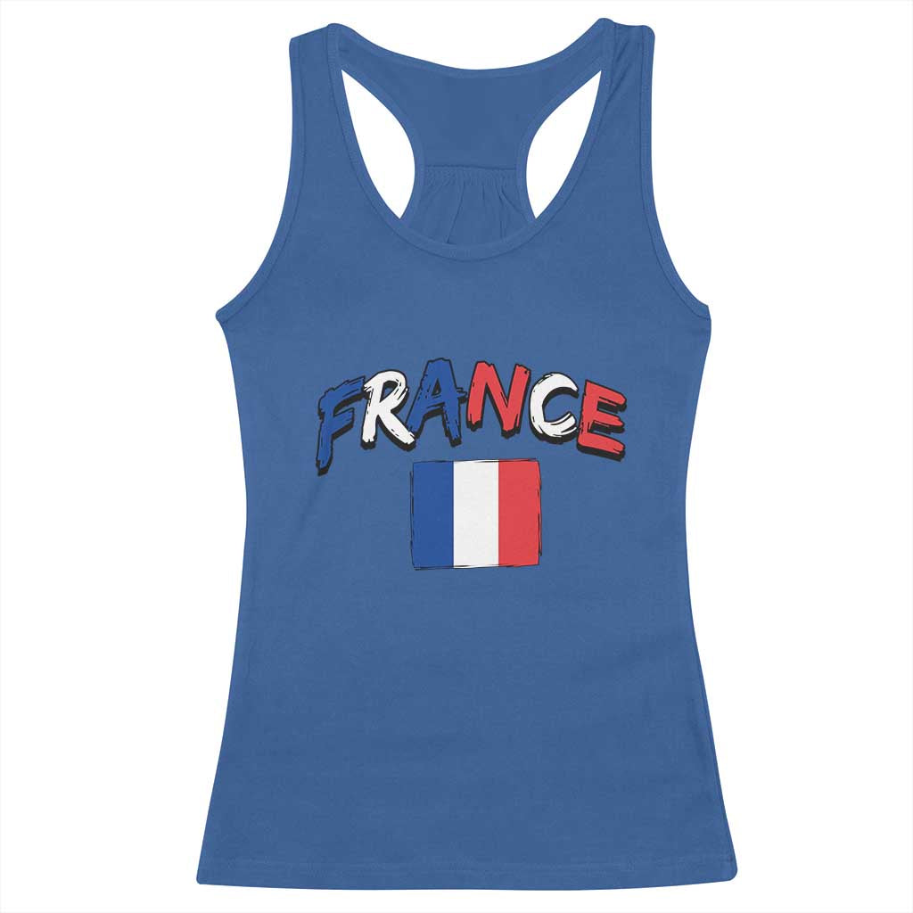 Vintage France Flag French Heritage Graphic Racerback Tank Top