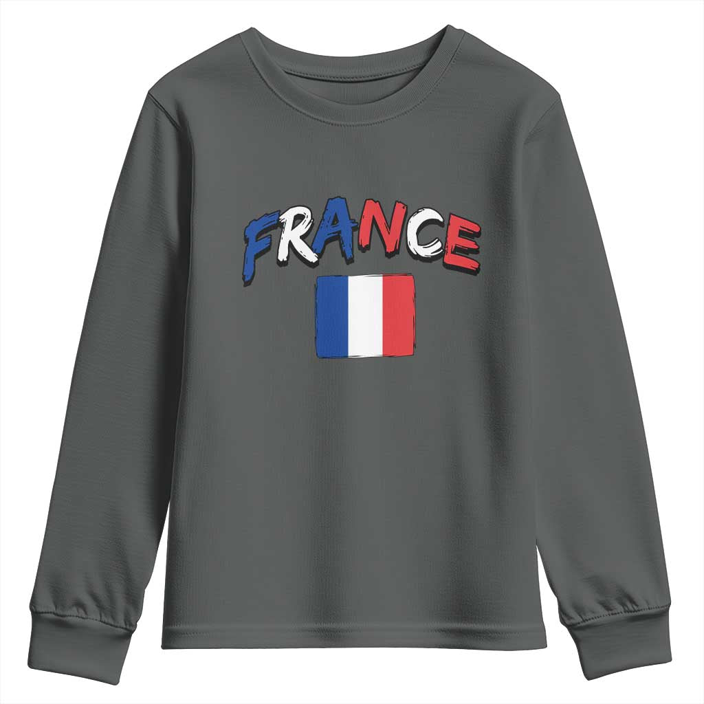 Vintage France Flag French Heritage Graphic Youth Sweatshirt