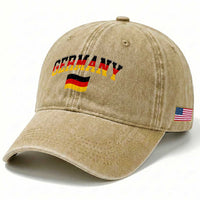 Vintage Germany Flag Washed Cotton Baseball Cap Black Red Gold German Heritage Gift