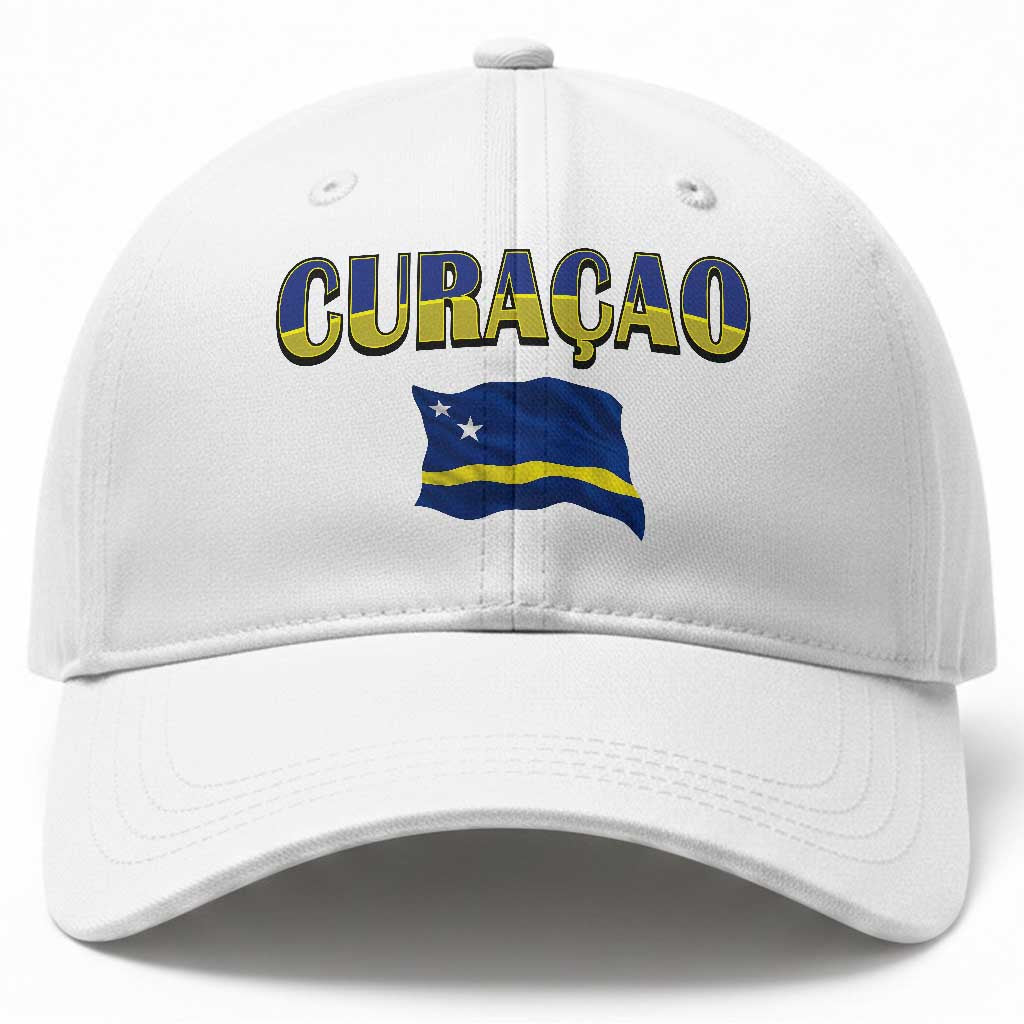 Vintage Curacao Flag Baseball Cap Dutch Caribbean Heritage Gift