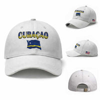 Vintage Curacao Flag Baseball Cap Dutch Caribbean Heritage Gift