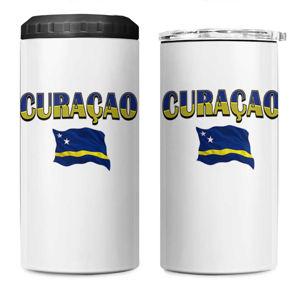Vintage Curacao Flag 4 in 1 Can Cooler Tumbler Dutch Caribbean Heritage Gift