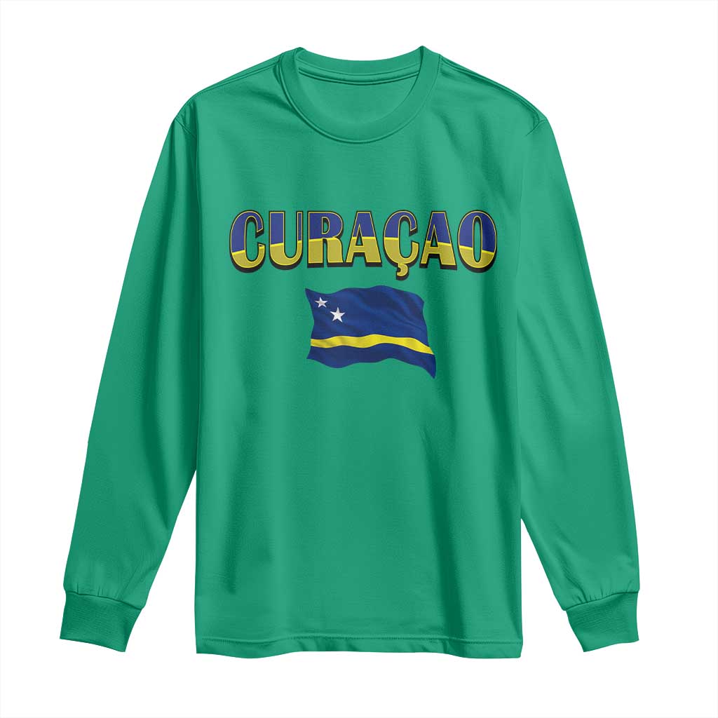 Vintage Curacao Flag Long Sleeve Shirt Dutch Caribbean Heritage Gift