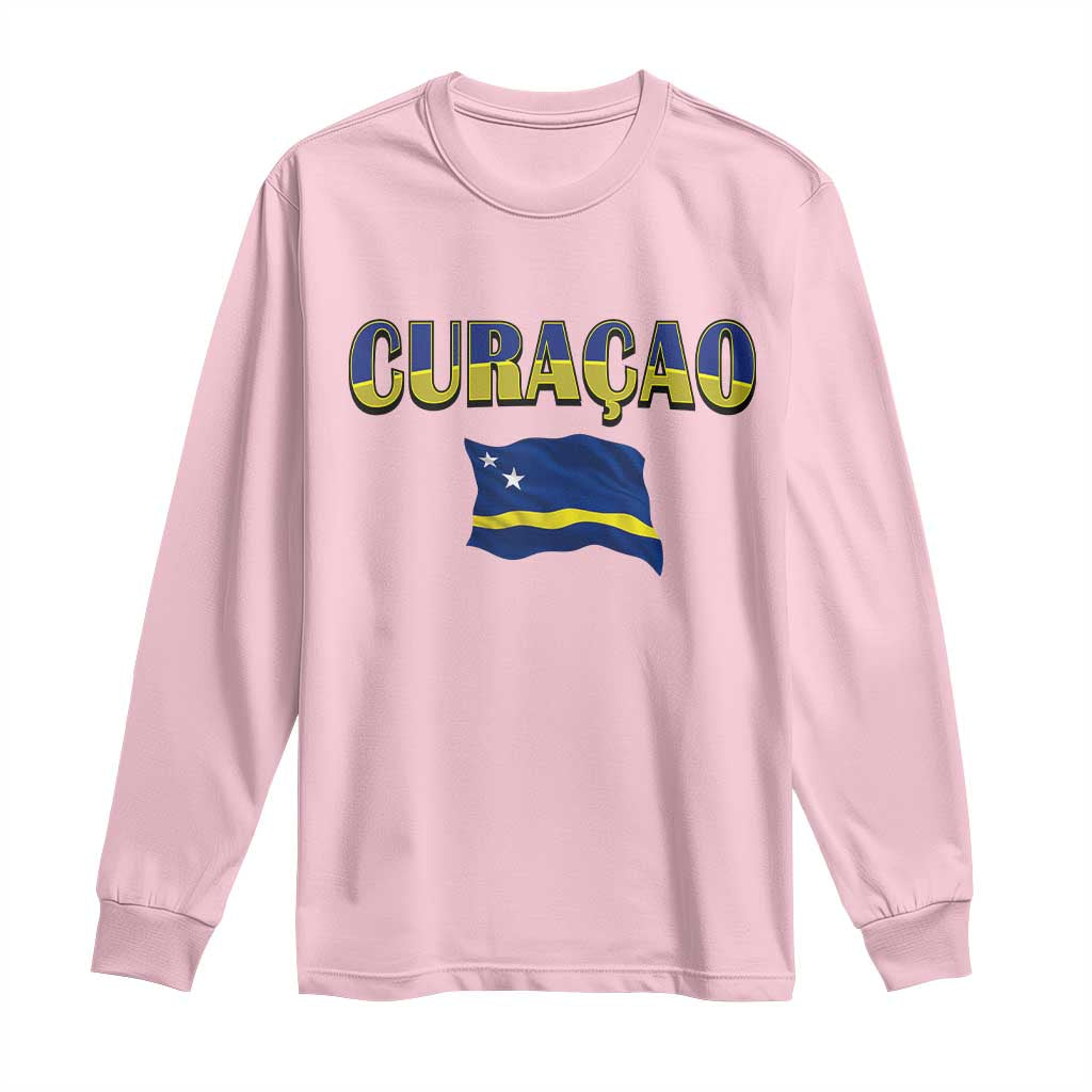 Vintage Curacao Flag Long Sleeve Shirt Dutch Caribbean Heritage Gift
