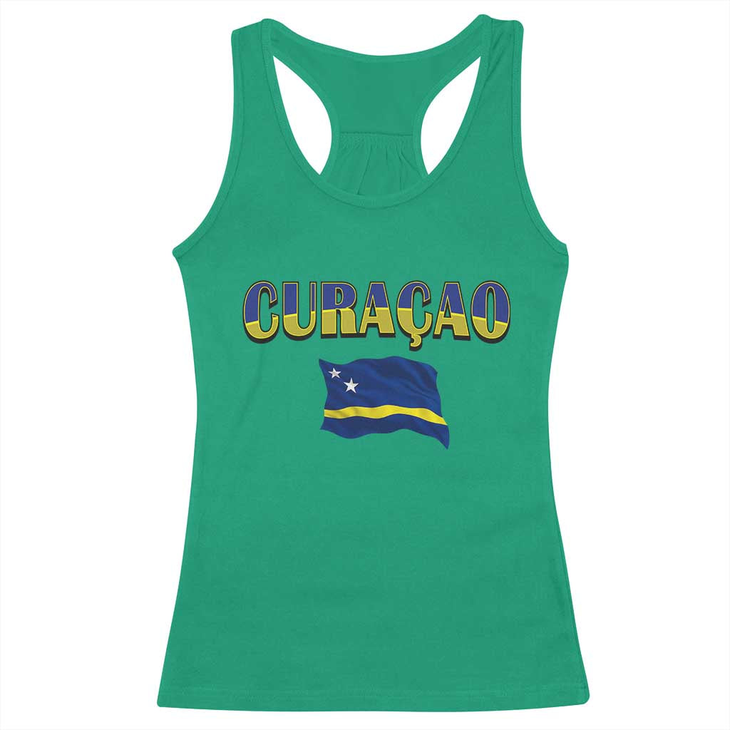 Vintage Curacao Flag Racerback Tank Top Dutch Caribbean Heritage Gift