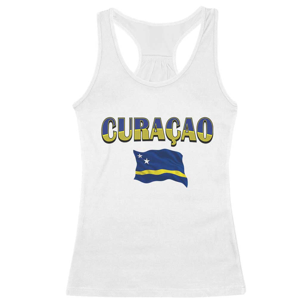 Vintage Curacao Flag Racerback Tank Top Dutch Caribbean Heritage Gift